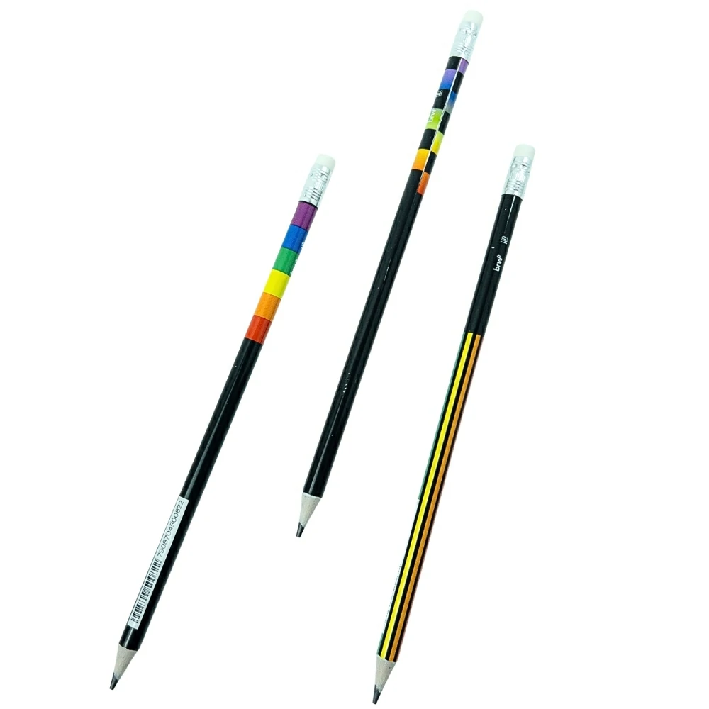 Lápis Preto HB Rainbow Arco-íris C/ Borracha BRW Modelo Sortido