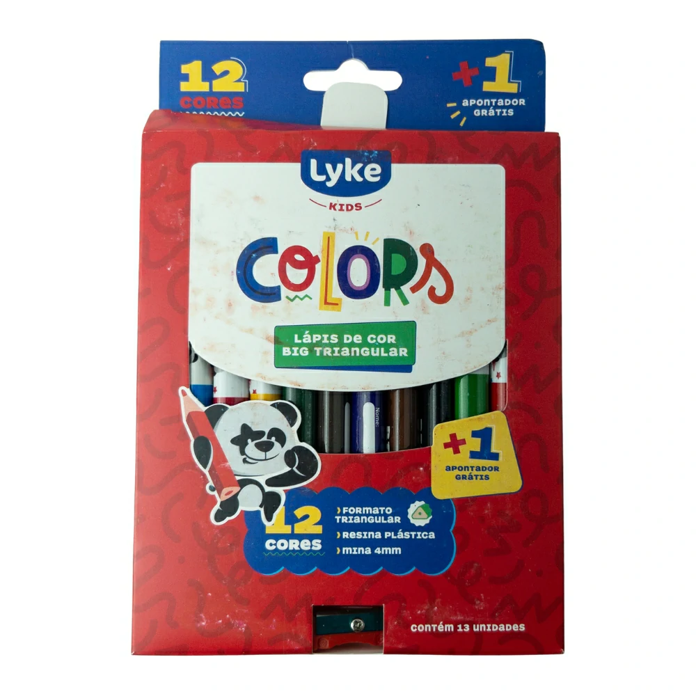 Lápis de Cor Big Triangular com Apontador 12 Cores LYKE